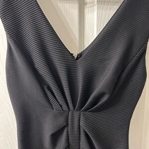 Express Black Textured V-Neck Dress